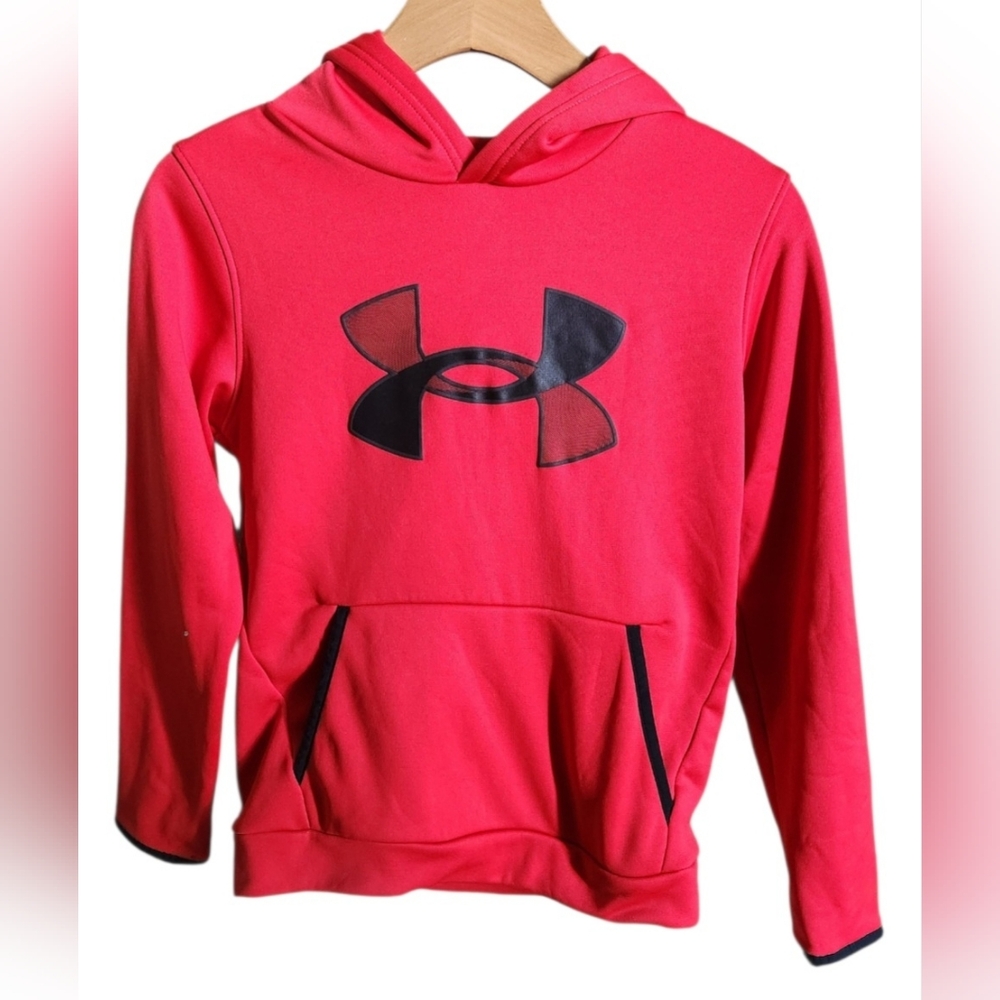 Under Armour Cold Gear Big Boys Big Logo Fleece Hoodie Red/Black  Sz YMD